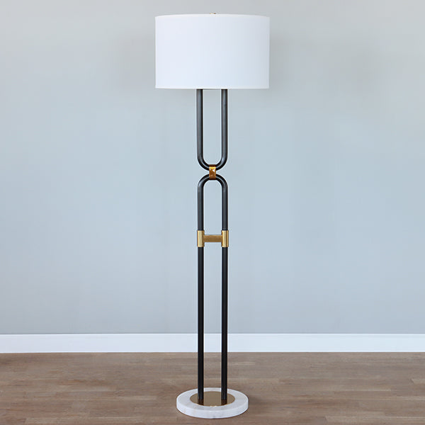 Double U Black and Brass Floor Lamp