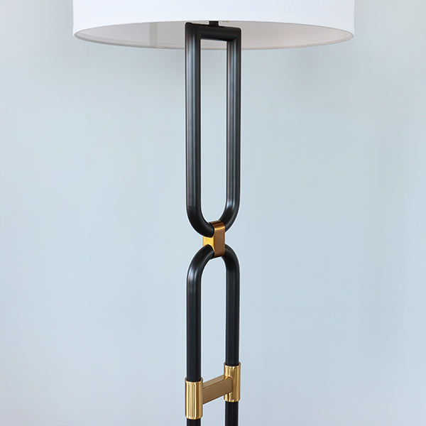 Double U Black and Brass Floor Lamp