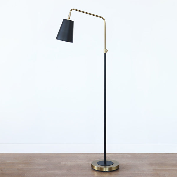 Black and Brass Gooseneck Floor Lamp