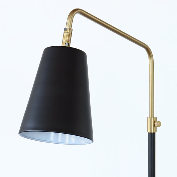 Black and Brass Gooseneck Floor Lamp