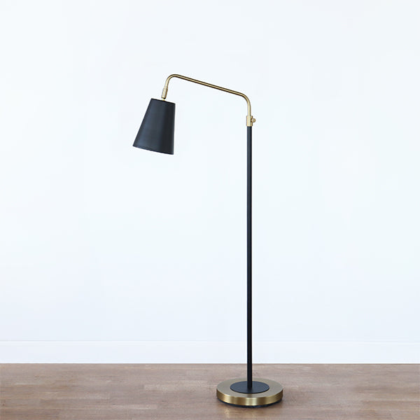 Black and Brass Gooseneck Floor Lamp