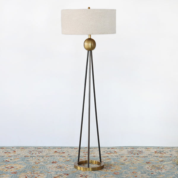 Antique Brass and Black Iron Floor Lamp
