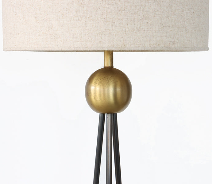 Antique Brass and Black Iron Floor Lamp