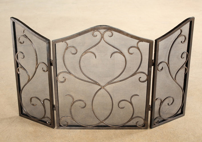 FPL20 Bronze Flare Scroll Mesh Fireplace Screen