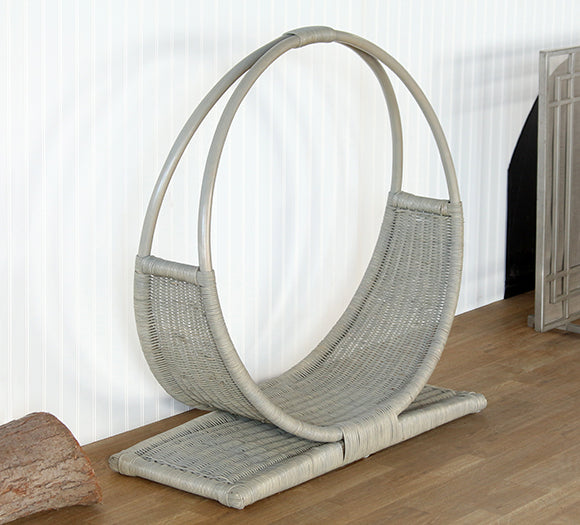 Light Grey Rattan Circle Log Holder