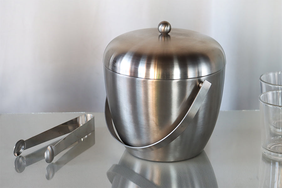 Round Steel Ice Holder w/ Tongs