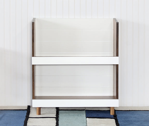 Minimo Modern Walnut White Kids Bookcase