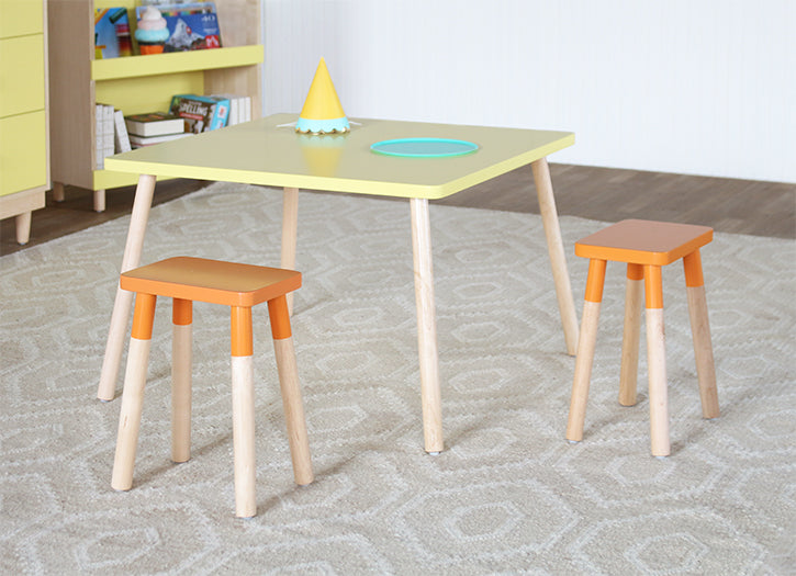 Peewee Maple Orange Square Kids Chair (Set Of 2)