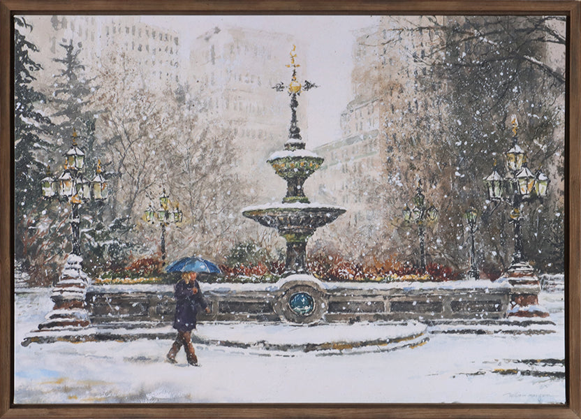 Central Park - Winter Fountain 42W X 30H