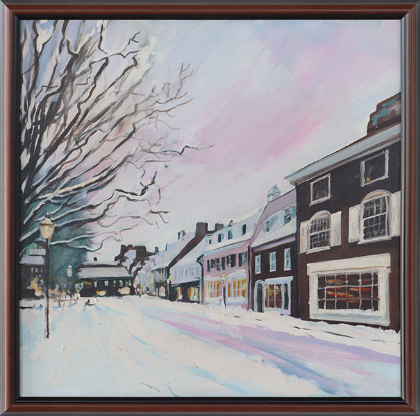 Snowy Off Campus Downtown Scene 26W x 26H - Cleared Art
