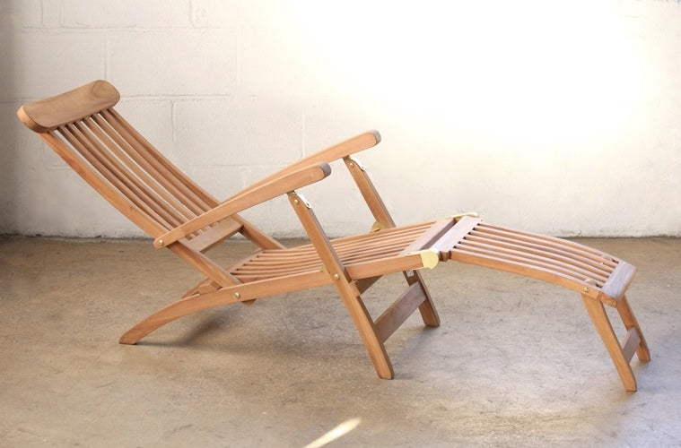 LC215 Teak Slatback Folding Recliner