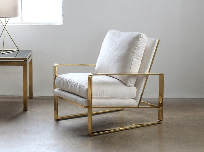 LC235 Dorwin Chair with Polished Brass Frame