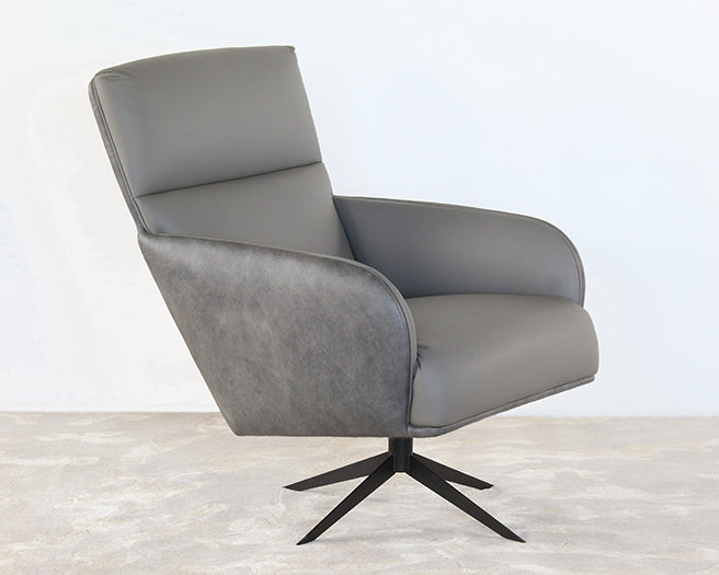 LC300 - Gray Leather Modern Side Chair