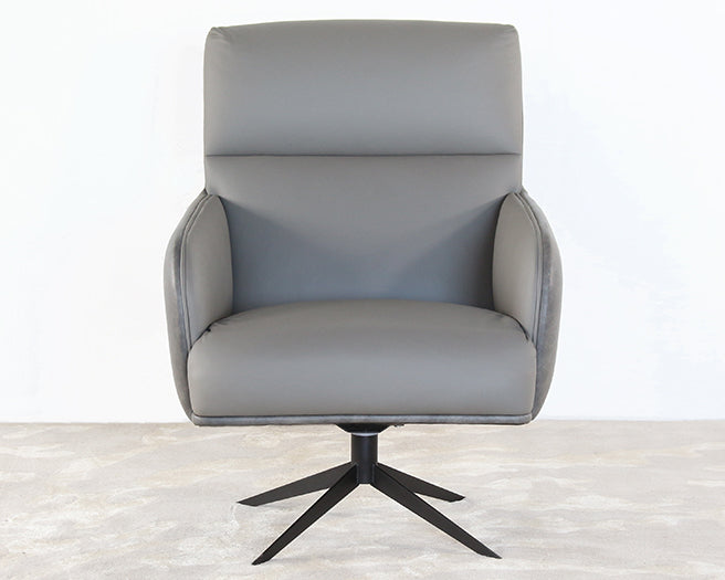 LC300 - Gray Leather Modern Side Chair