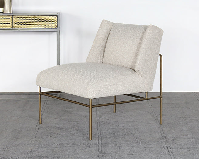 LC304 - Cream Slipper Chair On Brass Frame