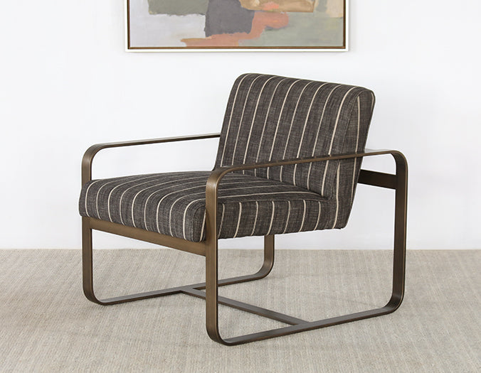 Brass Lounge Chair With Dusk Stripe