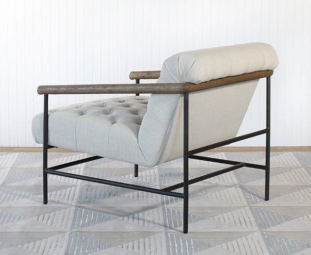 Ivory Gunmetal & Wood Lounge Chair