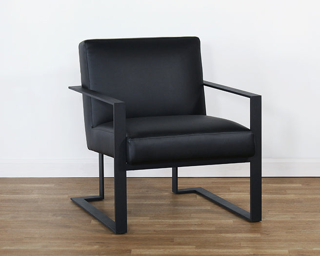 Black Leather Lounge Chair On Black Base