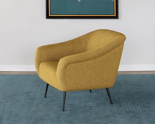 Mustard Lounge Chair with Matte Black Legs