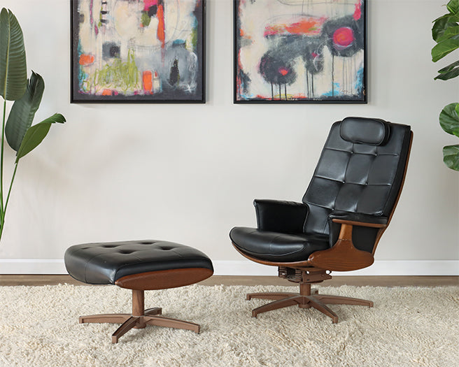 Vintage Heywood Wakefield Lounge Chair and Ottoman