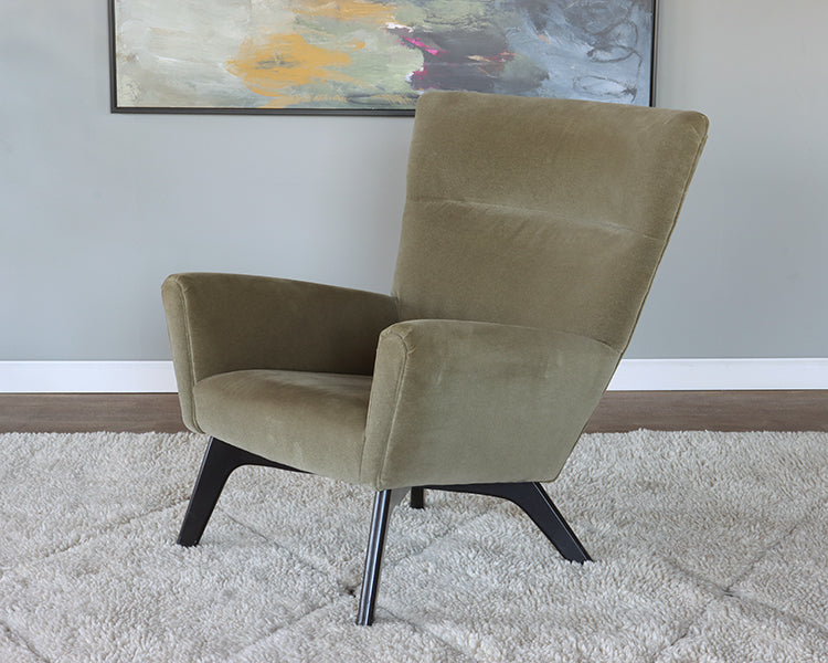 Green Velvet Lounge Chair and Ottoman