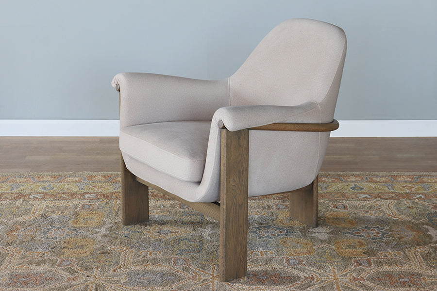 Curved Lounge Chair in Flax with Danish Wood Frame
