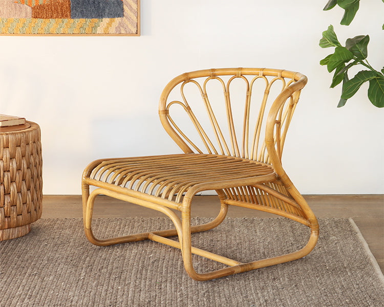 Hand Coiled Rattan Armless Lounge Chair