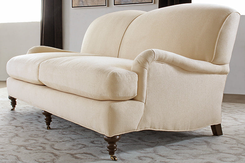George Smith Style Tightback Loveseat in Linato Cream
