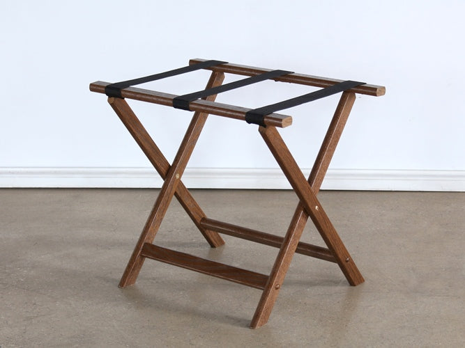 LUG03 Oak Folding Luggage Rack with Black Straps