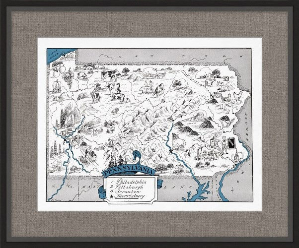 MAP107 Illustrated Map of Pennsylvania