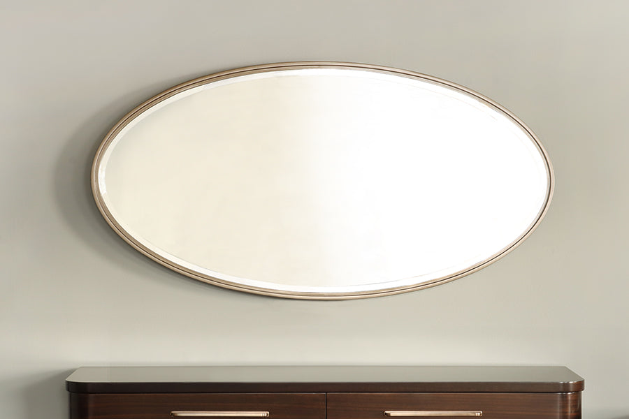 Oval Beveled Mirror w/ Smoked Bronze Frame