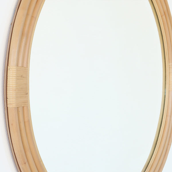 Round Concentric Layered Rattan Mirror