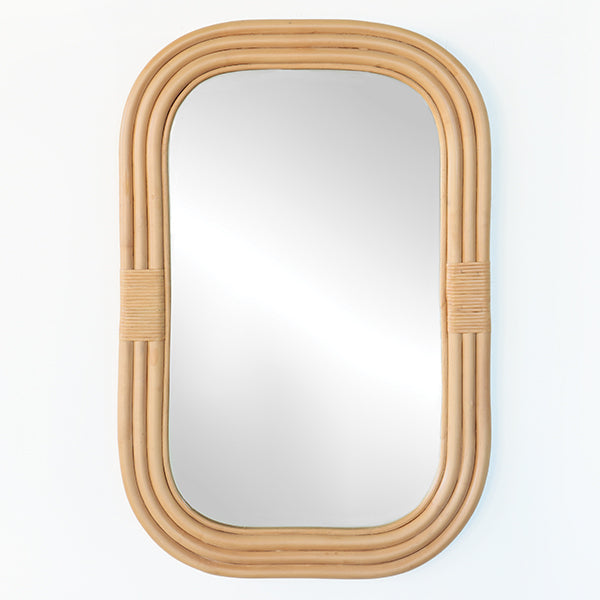 Rectangular Concentric Layered Rattan Mirror