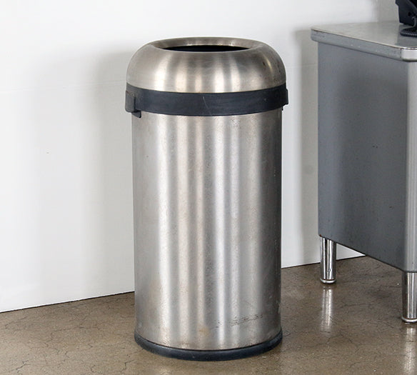 Round Metal Trash Receptacle