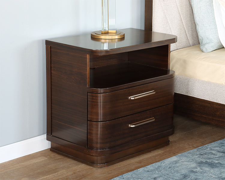 Dark Eucalyptus Nightstand w/ Rounded Corners