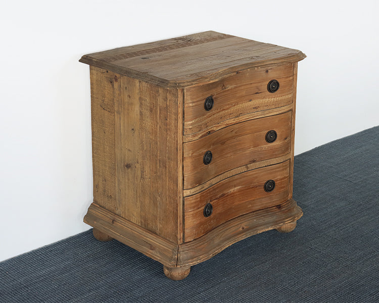 Bleached Pine 3-Drawer Nightstand