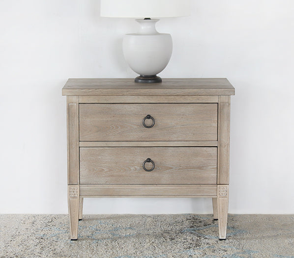 NS91 - Washed Elm Nightstand With 2 Drawers