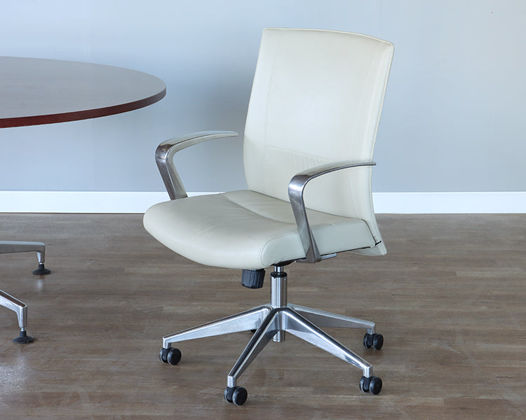 Ivory Leather Office Chair