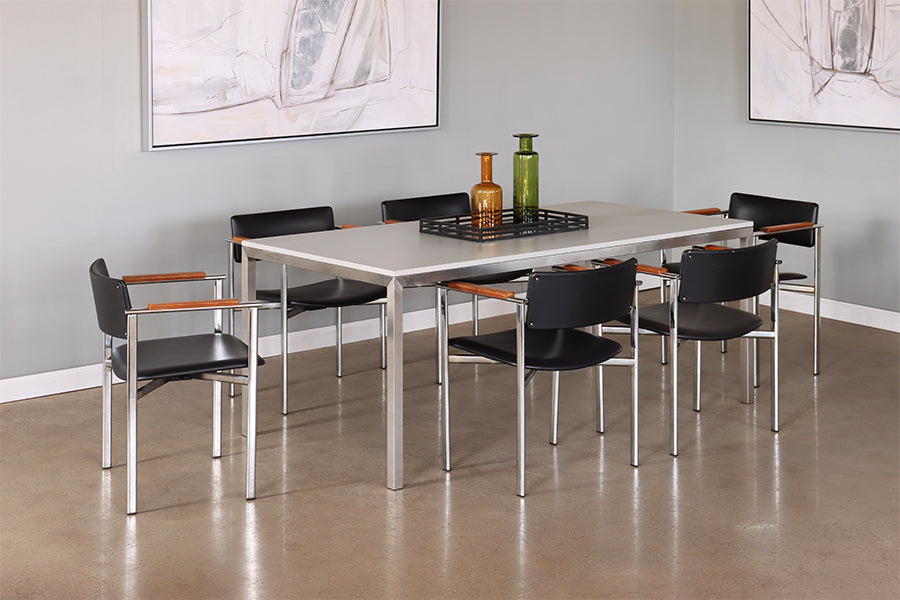 Black Leather Office Chair w/Wood Arm Accent
