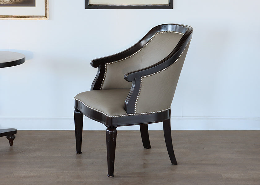Stone Grey Upholstered Barrel Chair