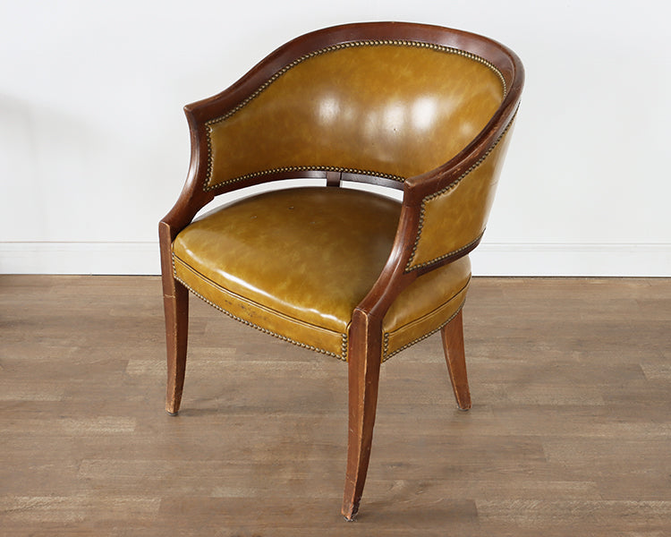 Vintage Lemon Curry Vinyl Barrel Chair