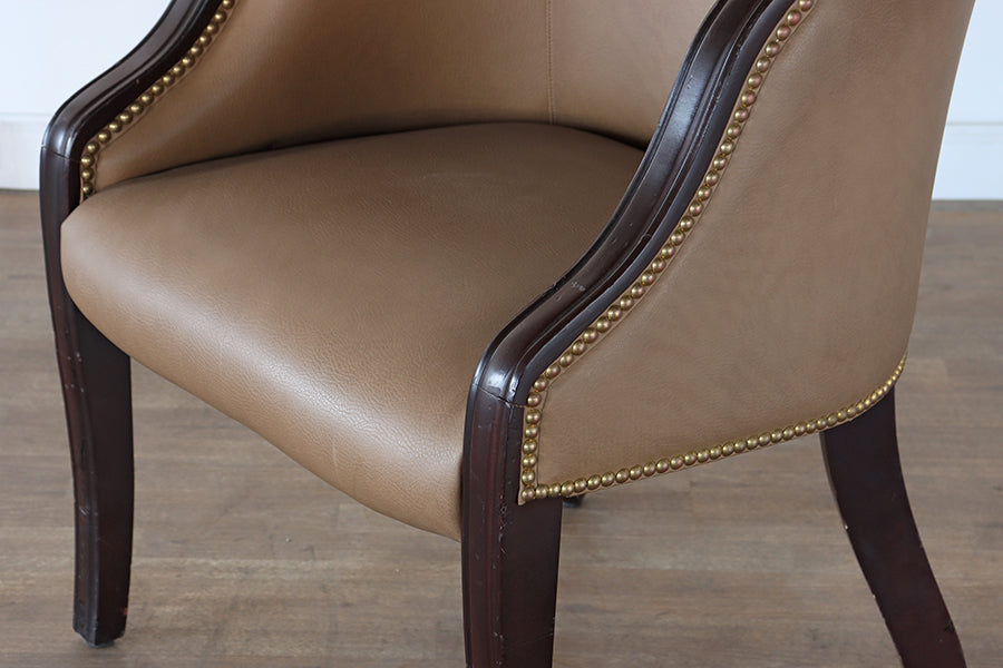 Tan Leather Barrel Chair