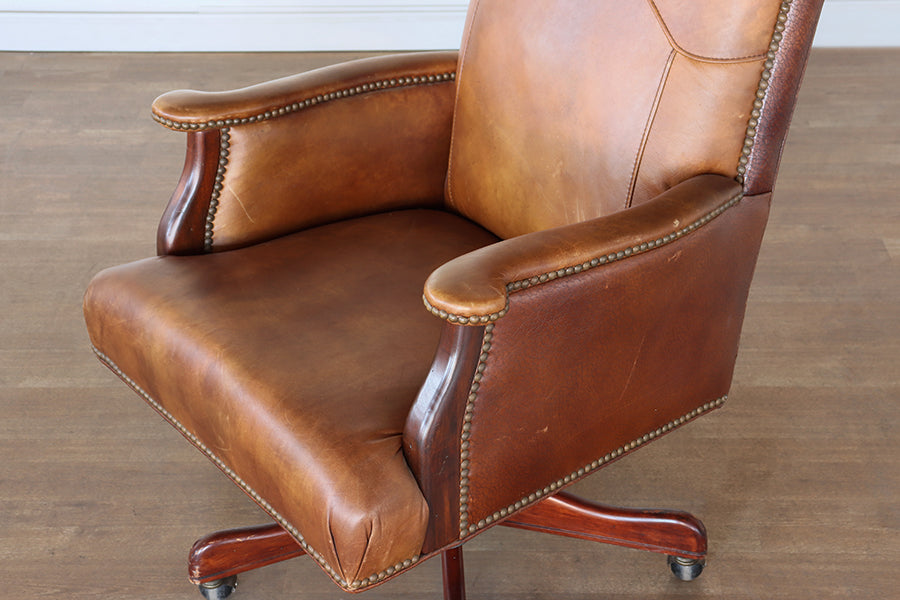 Distressed Brown Leather Executive Chair