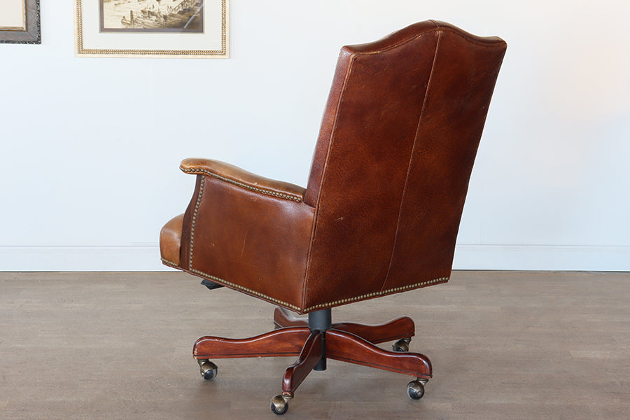 Distressed Brown Leather Executive Chair