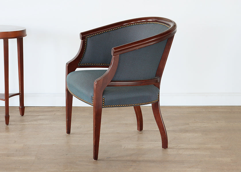 Upholstered Barrel Chair with Wood Frame