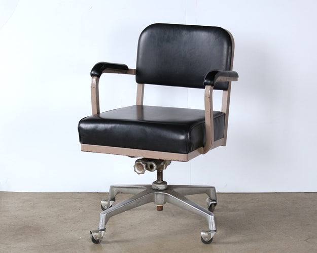 Black Vinyl Rolling Desk Chair with Arms