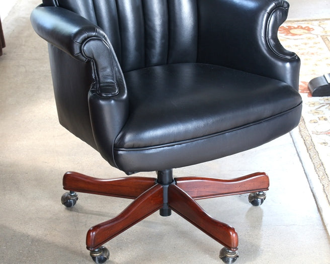 OC55 Black Leather Channel Back Executive Chair