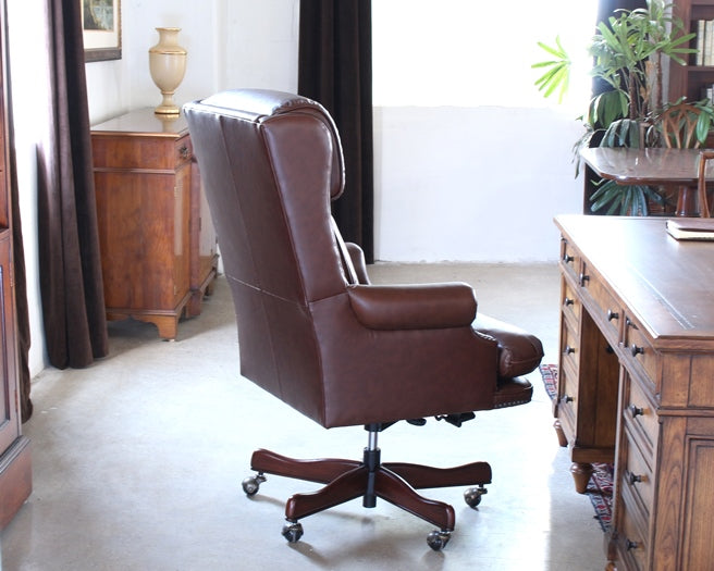 OC58 Coffee Leather Mid Back Executive Chair