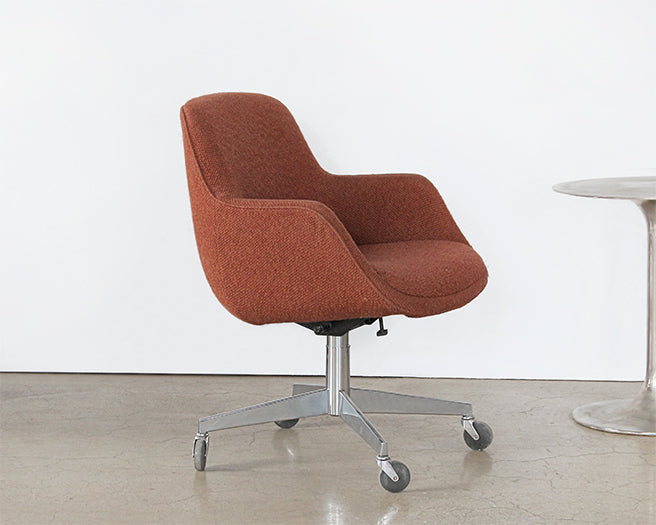 Vintage Rust Brown Upholstered Office Chair