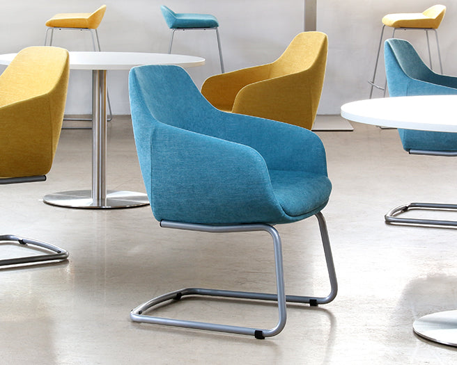 OC85 - Mid-Century Style Sky Blue Office Arm Chair